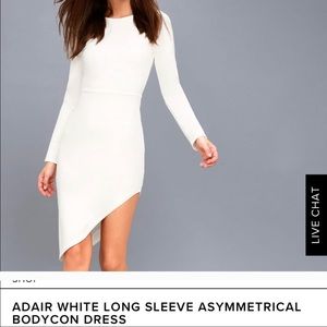 Lulus white long sleeve asymmetrical bodycon